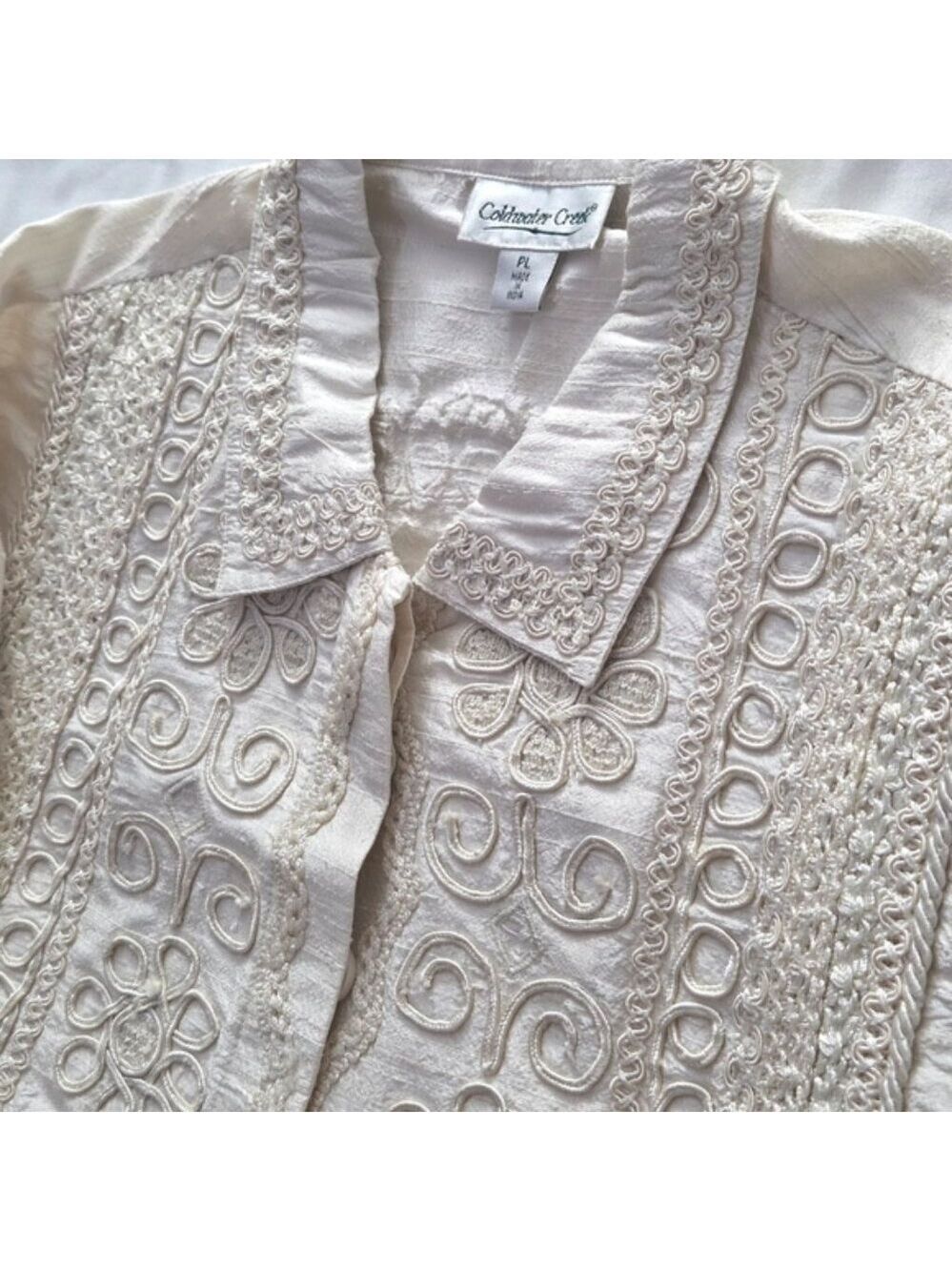 Wearable Art Coldwater Creek Silk Embroidered Jacket Petite Large - Picture 4 of 9